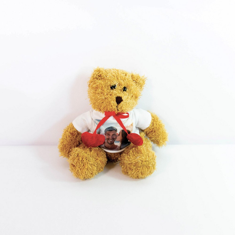 Ours en peluche blanc adorable personnalisé avec coeur en bois -  France