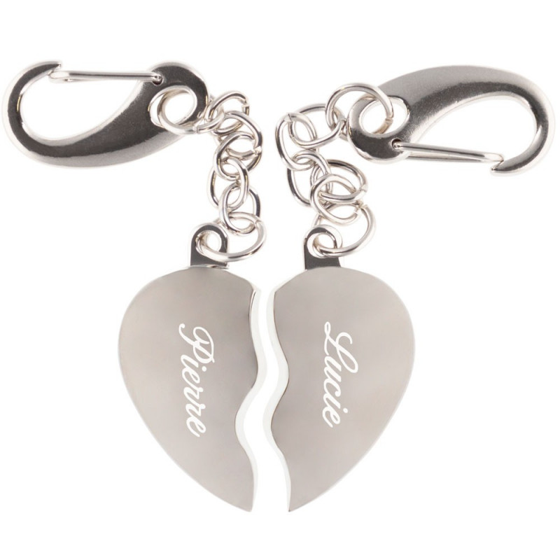 Porte-clés en forme de cœur argenté pour Couple, 1 paire, lettres