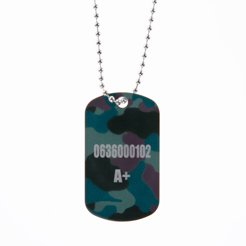 Dog tag camouflage avec gravure texte