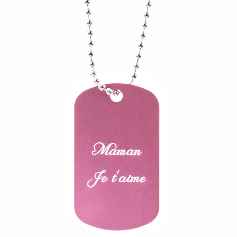 Dog tag rose gravé personnalisé