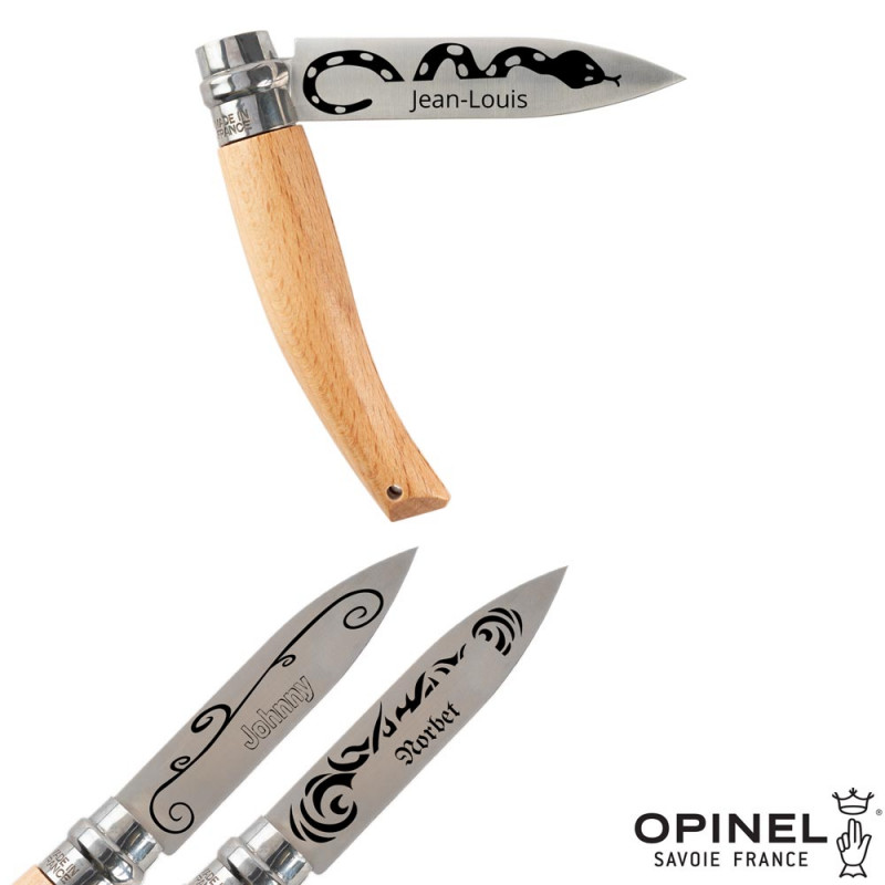 Couteau Opinel de jardin gravure tatouage et texte