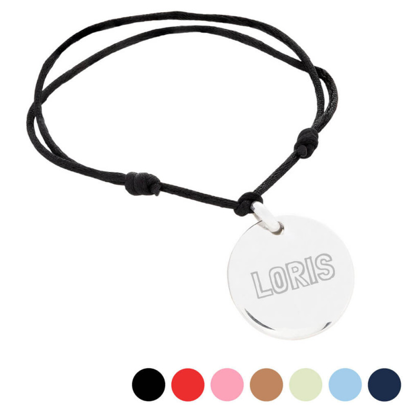 Bracelet rond argent personnalisé cordon au choix