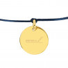 Bracelet personnalisée avec médaille ronde plaqué or et cordon ajustable marine