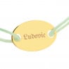 Bracelet ovale plaqué or avec cordon vert personnalisable