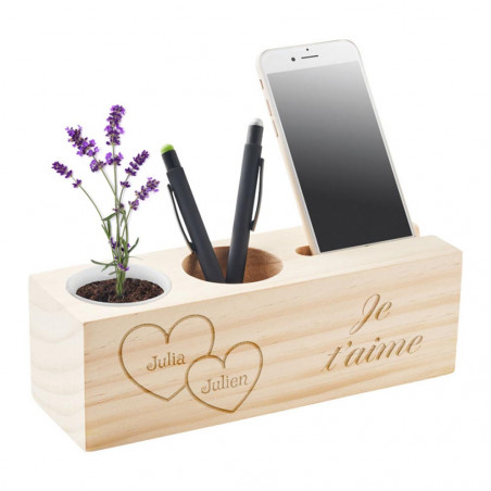 Station de bureau en bois personnalisé pour la Saint Valentin