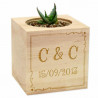 Cube en bois avec plante personnalisé arabesque