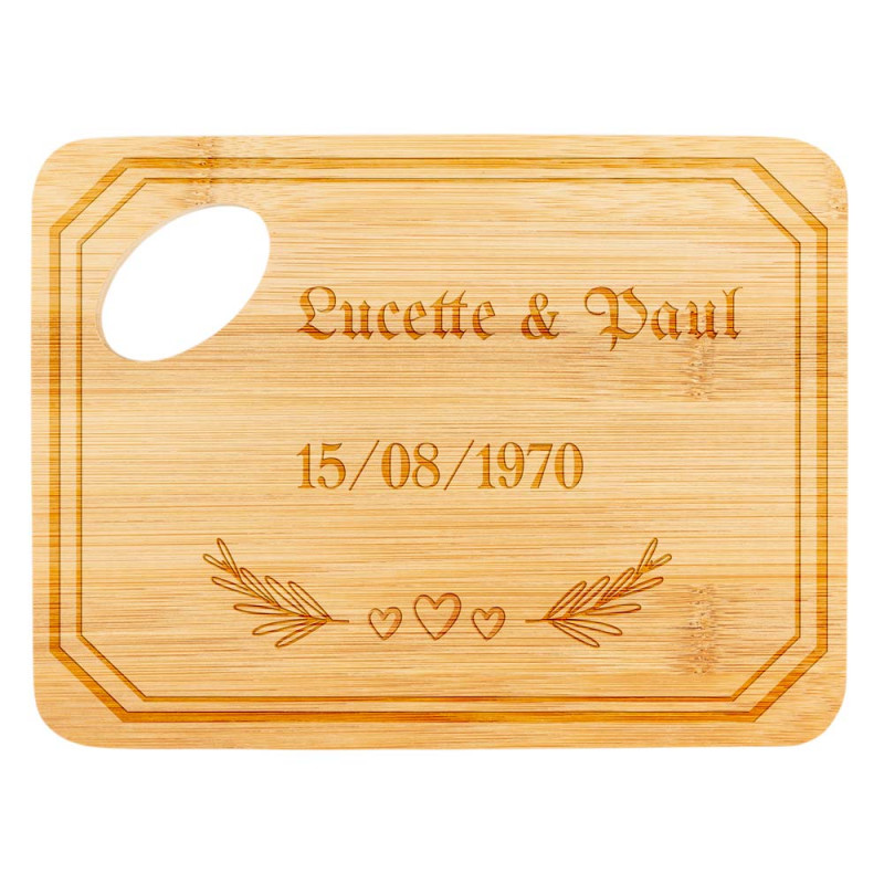 Planche à découper cuisine en bois couple personnalisé