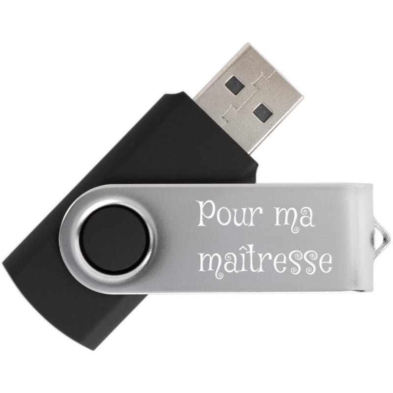 Clef USB noire gravure texte