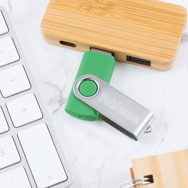 Clé USB twister verte gravée