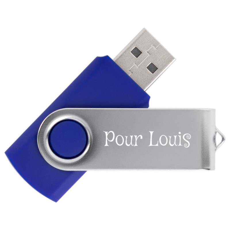 Clef USB twister bleu gravée