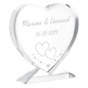 Cœur en verre de décoration avec design amour personnalisé