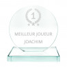 Trophée rond en verre gravé