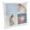 Coussin blanc avec pele mele photos