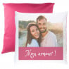 coussin bicolore fuchsia personnalisé