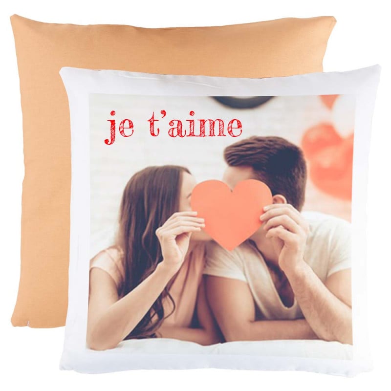 Coussin verso beige foncé personnalisé