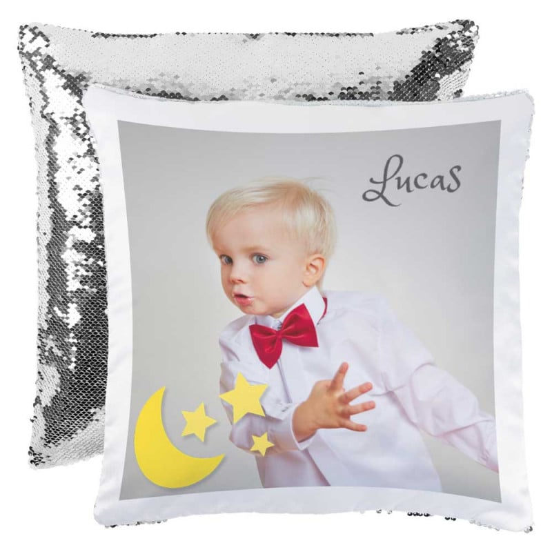 Coussin brillant argent personnalisé