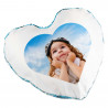 Coussin sequin cœur bleu personnalisable avec photo