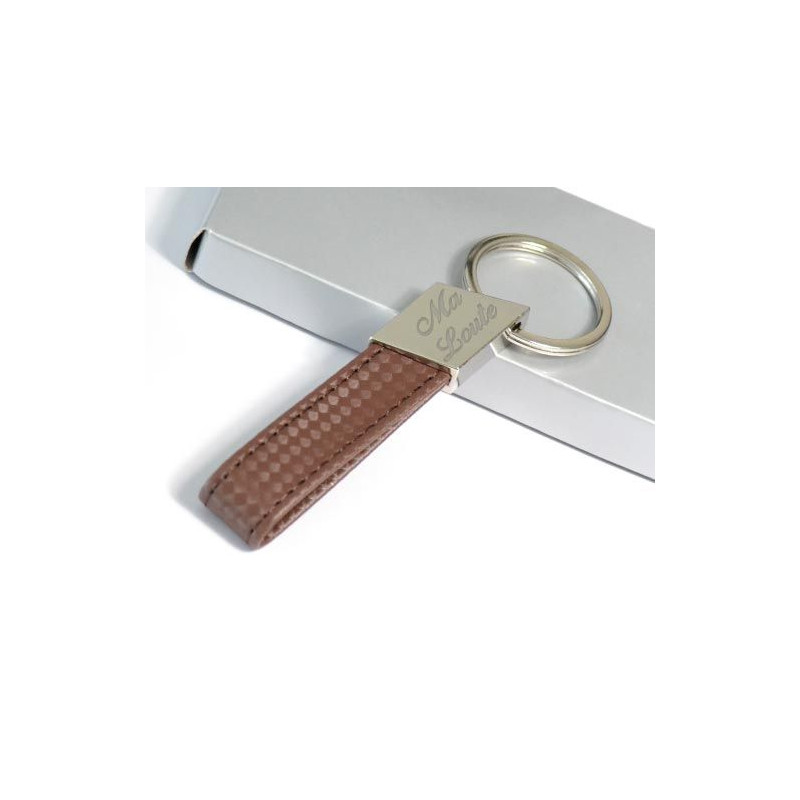 Porte-clés de luxe aspect cuir personnalisé - Brianto Cadeau