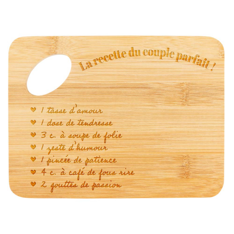 Petite planche à découper recette du couple personnalisée