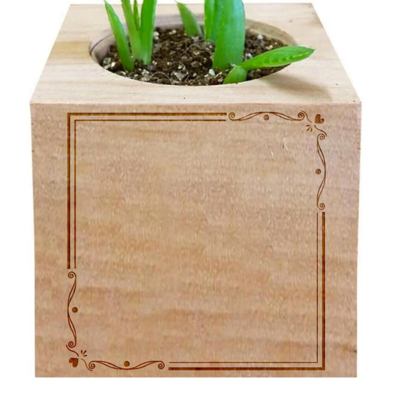 Cube en bois plante personnalisé arabesque