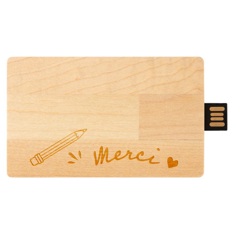 Carte USB bois maitresse personnalisée