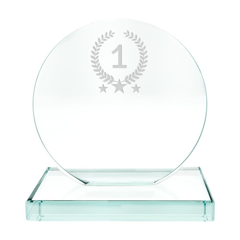 Trophée rond en verre à personnaliser